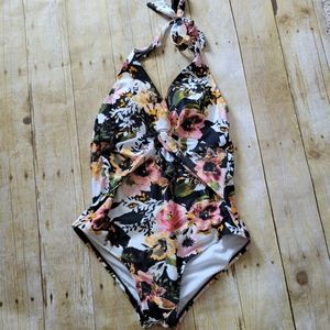 Kona Sol Floral Halter Swimsuit